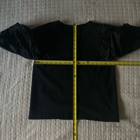 Anthropologie English Factory black puff sleeve top. - Picture 8 of 9